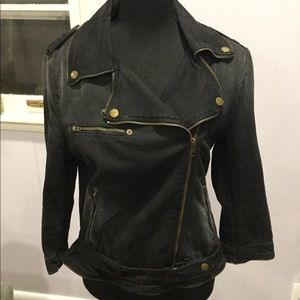 Current/Elliott Zipper Edge Biker Jean Jacket 3/L